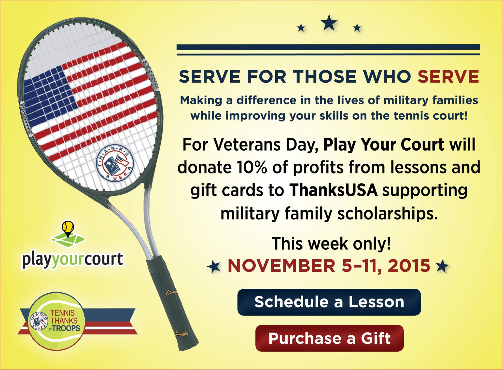 PlayYourCourt Partners with ThanksUSA & Tennis Thanks The Troops