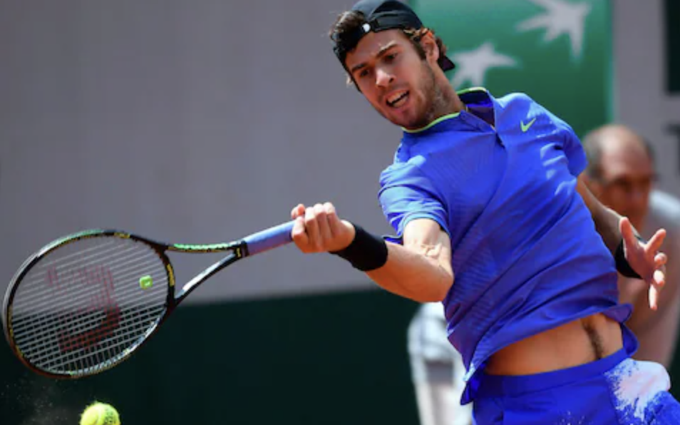 Western forehand grip on a tennis racket handle